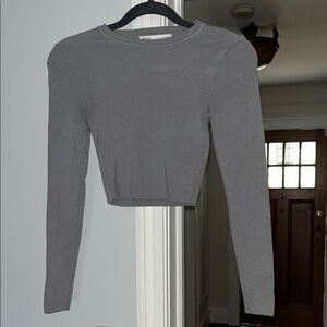 Zara Gray Long Sleeve Crop Top